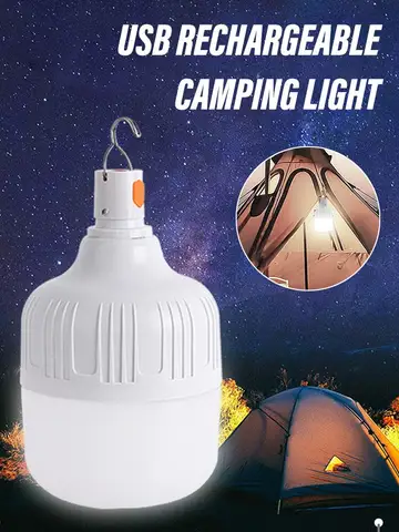 Outdoor USB Rechargeable LED Lamp Bulbs High Brightness Emergency Light Hook Up Camping Fishing Portable Lantern Night Lights