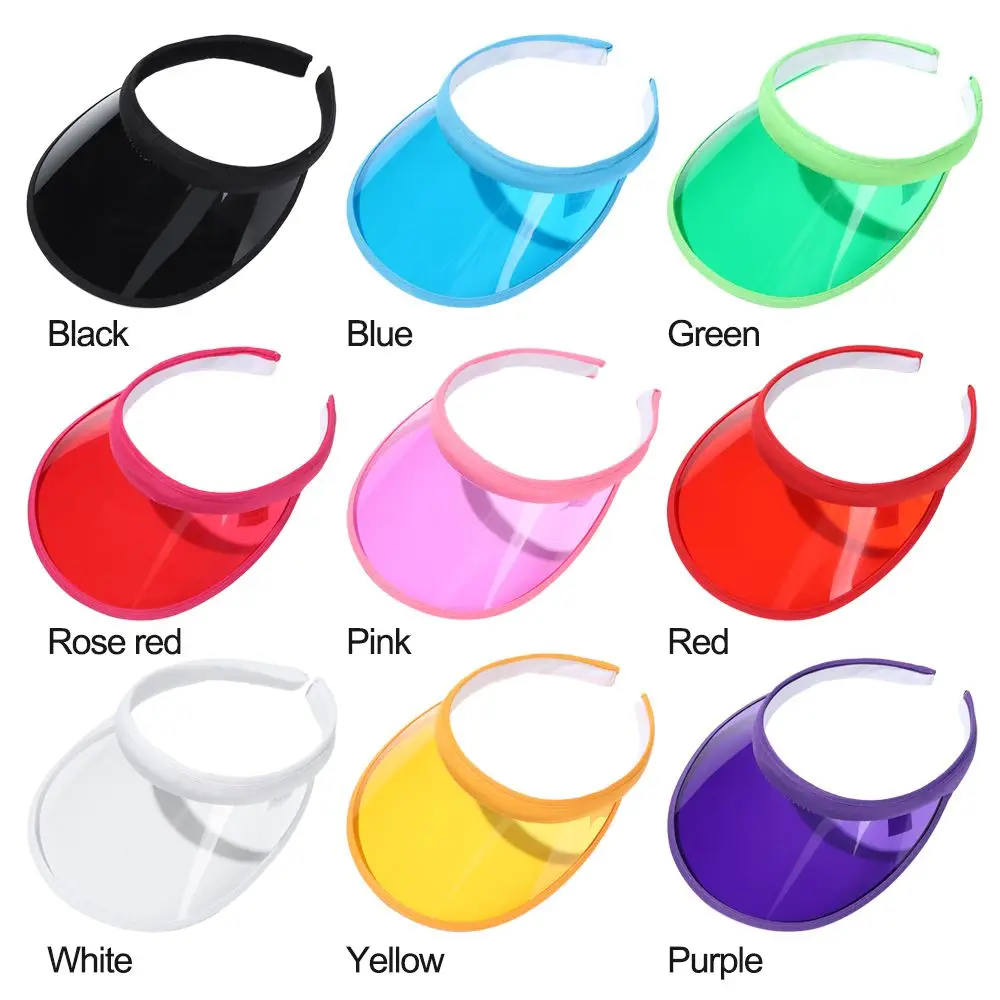 Fashion Summer Outdoor Sports Sun Protection Cap Unisex Clear Plastic Visor Hat Candy Color PVC Sunshade Hat UV Protection Hat