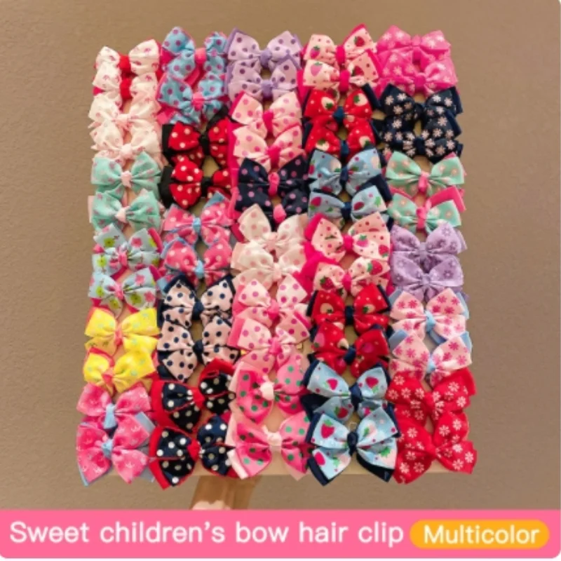 10Pcs Cute Bows Baby Hair Clips Floral Print Girls Princess Hairpins Barrettes Kids Hair Accessories