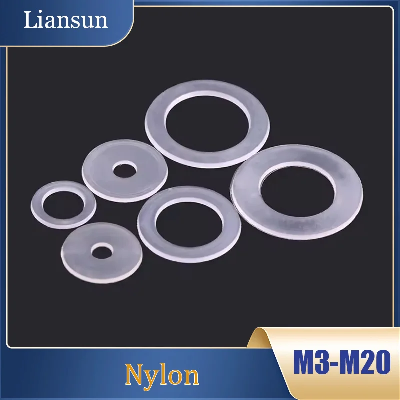 

50-200pcs White Plastic Nylon Flat Washers Insulation Thick Large M3 M3.5 M4 M5 M5.8 M6 M8 M10 M12 M14 M16 M18 M20