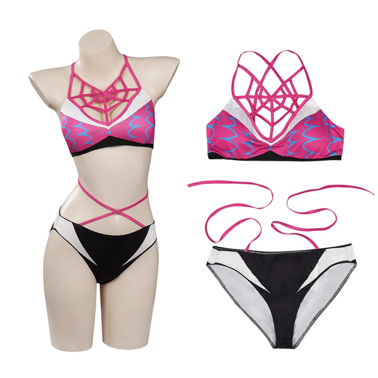 Anime Across the Spider Verse Gwen Cosplay Costume pour femme, maillot de bain d'été, manteau à capuche COS, vêtements de maillots de bain, Halloween, Noël