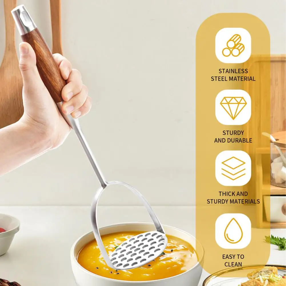 Tomato Masher Kitchen Gadget Heavy Duty Stainless Steel Potato Masher Kitchen Fruit Vegetable Smasher Durable Metal Avocado