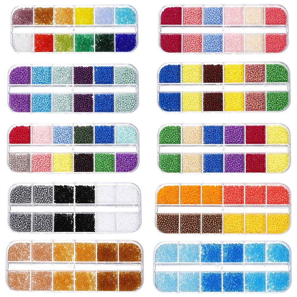 1680pcs/Box 12Grids Colorful Glass Seed Beads 2mm Mini Spacer Loose Bead for Earrings Necklace Bracelet DIY Jewelry Making