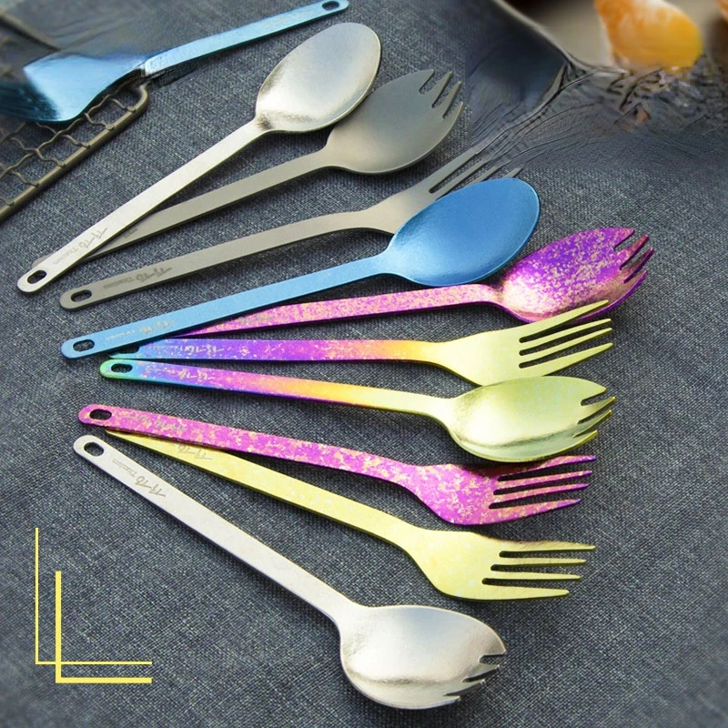 

Pure Titanium Spoon Fork Fork Household Outdoor Alloy Camping Picnic Portable Environmental Friendly Tableware Set Best Gift