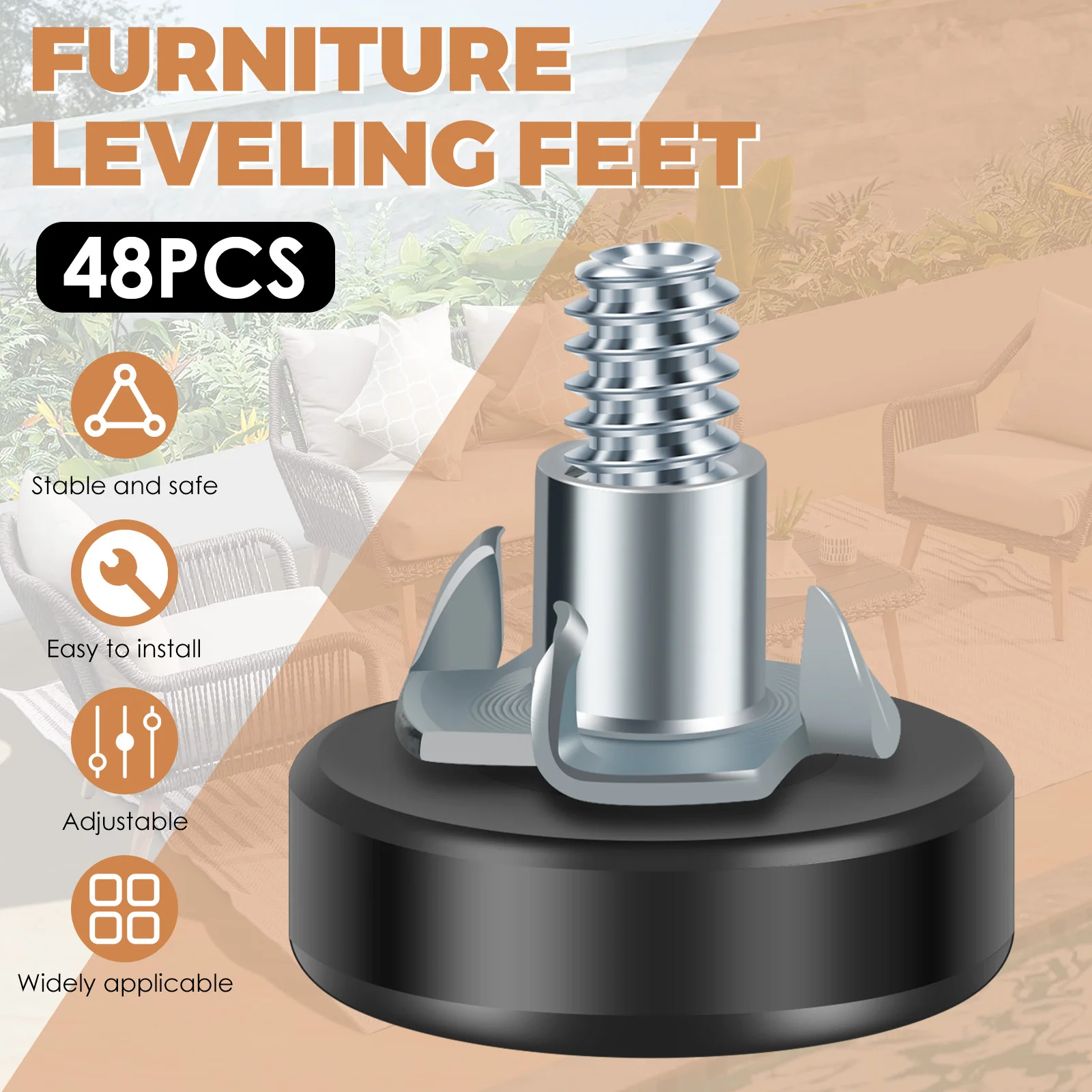Non Slip Furniture Pads Adjustable Height Rubber Furniture Leg Protectors Heavy Duty Floor Protectors for Chairs Tables Sofas