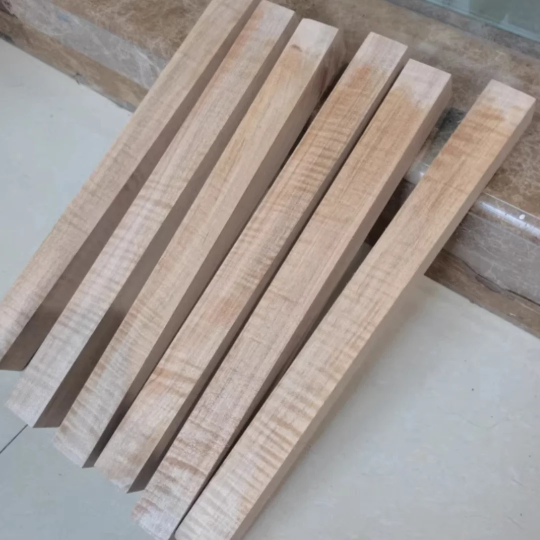 Length:450/350mm Maple Wood with Figured Tiger Stripe Grain Cue Butt Material DIY Carving Wood Custom Woodworking Supplies