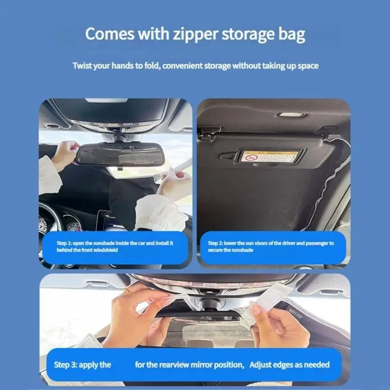 ستارة ظلة للسيارة سميكة واقية من الشمس غطاء قابل للطي للزجاج الأمامي X37F #2