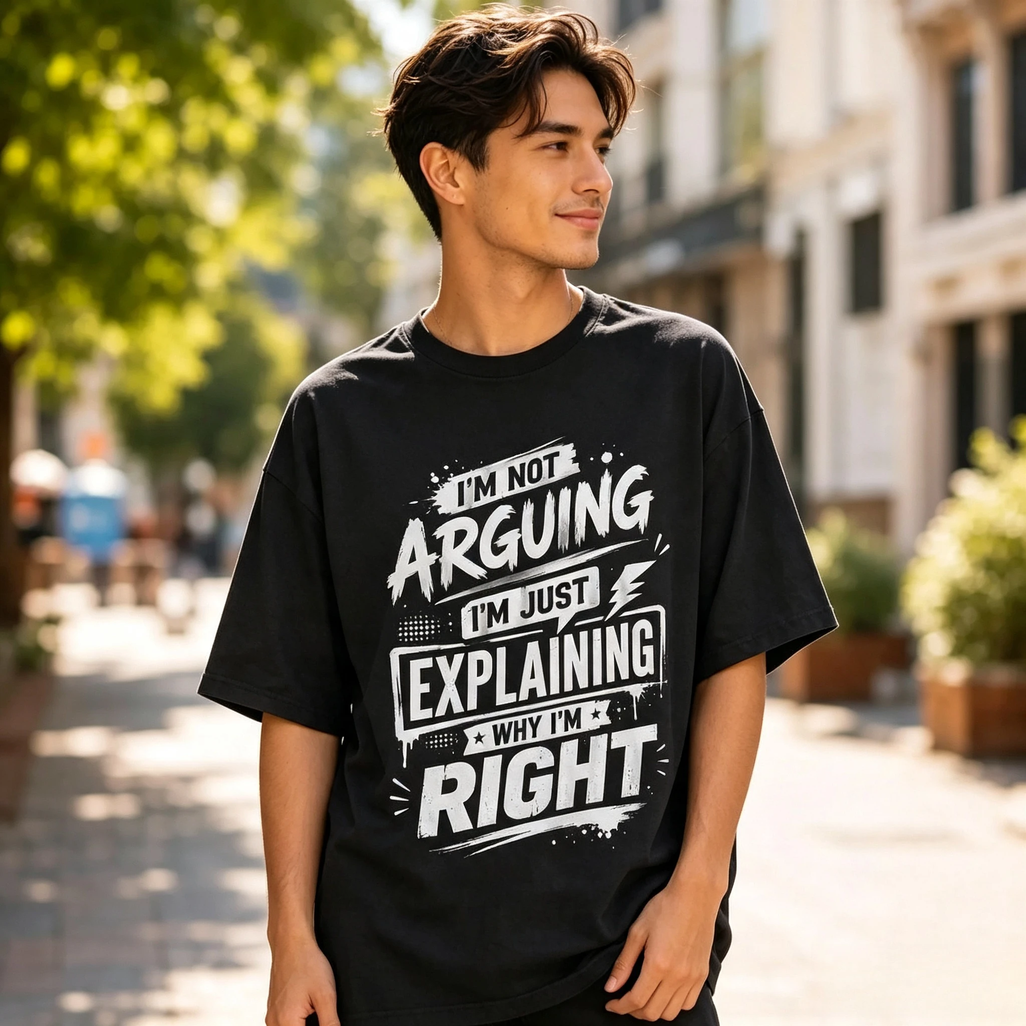 Daily Casual Satirical Slogan T-shirt: I'm Not Arguing, I'm Merely Explaining Why I'm Correct. Suitable for Both Men and Women.