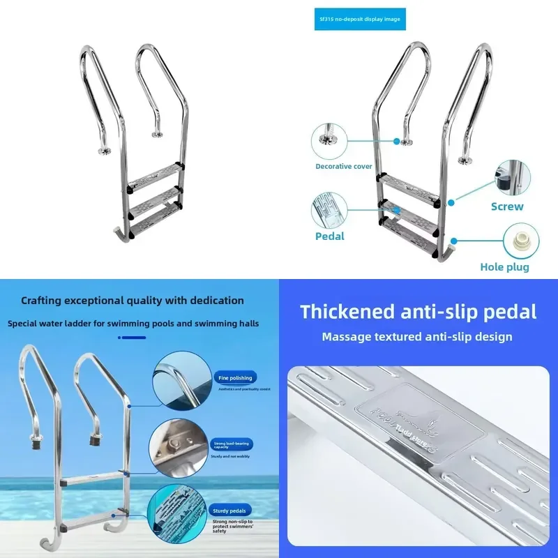 for Swimming Pool Escalator 304 Stainless Steel Ladder  Slip Thickened Handrail Stair Tread Water Ladder