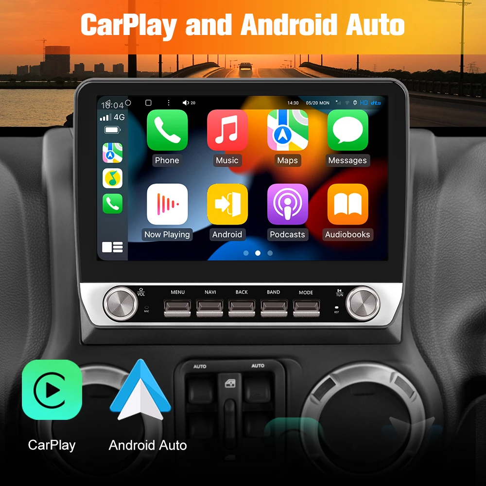 AWESAFE Car Radio Stereo Upgrade for Jeep Wrangler JK 2007-2018 Dodge Ram 1500 2500,  with CarPlay Android Auto