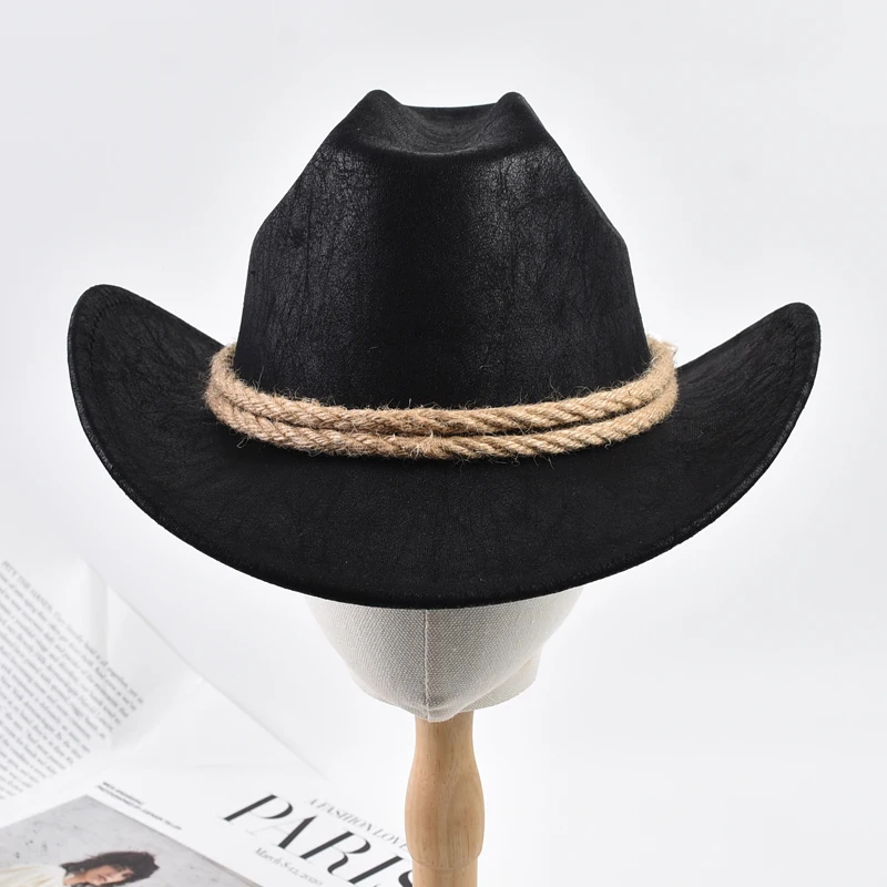 New Vintage Roll Brim Western Cowboy Hats Outdoor Travel Gentleman Cowgirl Jazz Hat Holidays Party Cosplay Hat