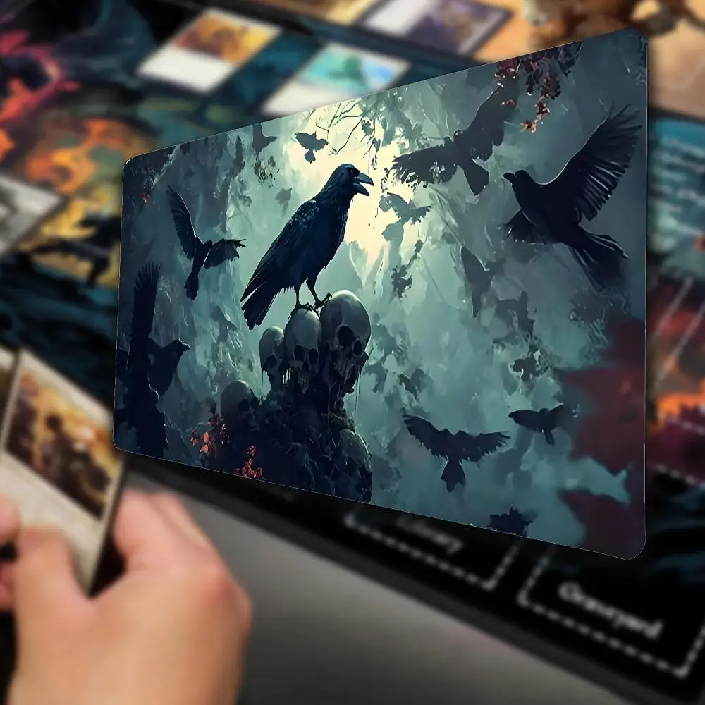 

Коврик для мыши с рисунком вороны, офисный коврик для мыши с поддержкой запястья, игровой настольный коврик для MTG tcg, нескользящий настольный коврик, игровые коврики для мыши, игровой коврик