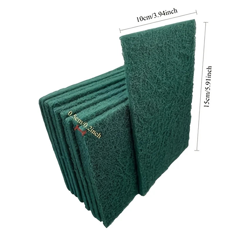 6Pcs Green Fine Non-Woven Hand Pad, Oxide Grains, Rust-Resistant, Multipurpose Abrasive Scrub for Finishing & Cleaning