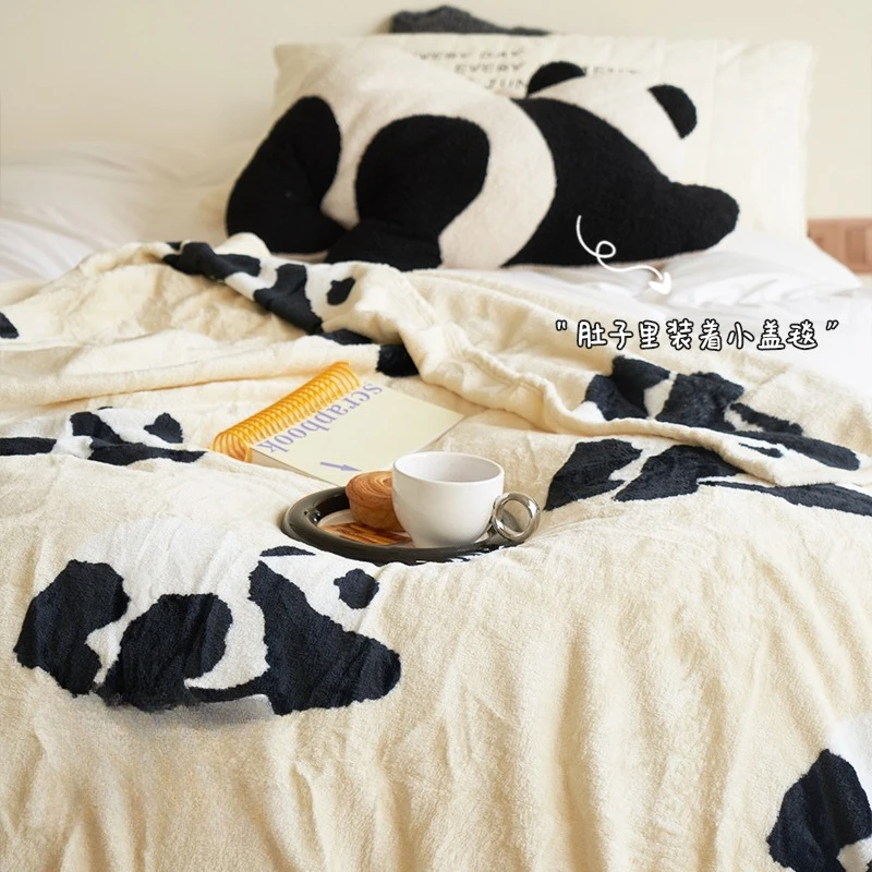 Internet celebrity cute panda throw pillow, blanket, two in one, sofa nap blanket, throw pillow cushion