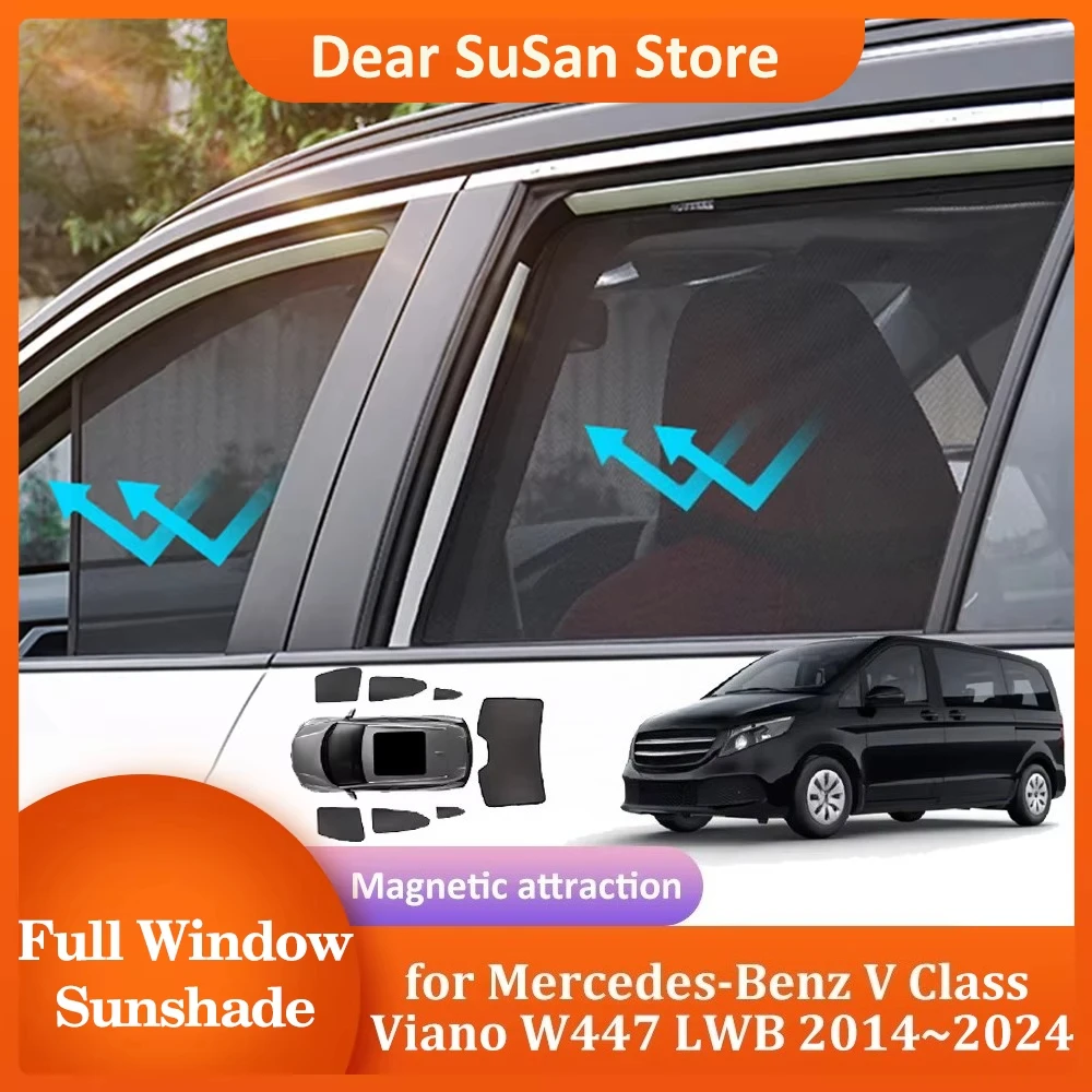 Magnetic Sunshade for Mercedes-Benz V Class Vito W447 Valente LWB 2014~2024 Windshield Frame Curtain Window Skylight Accessories