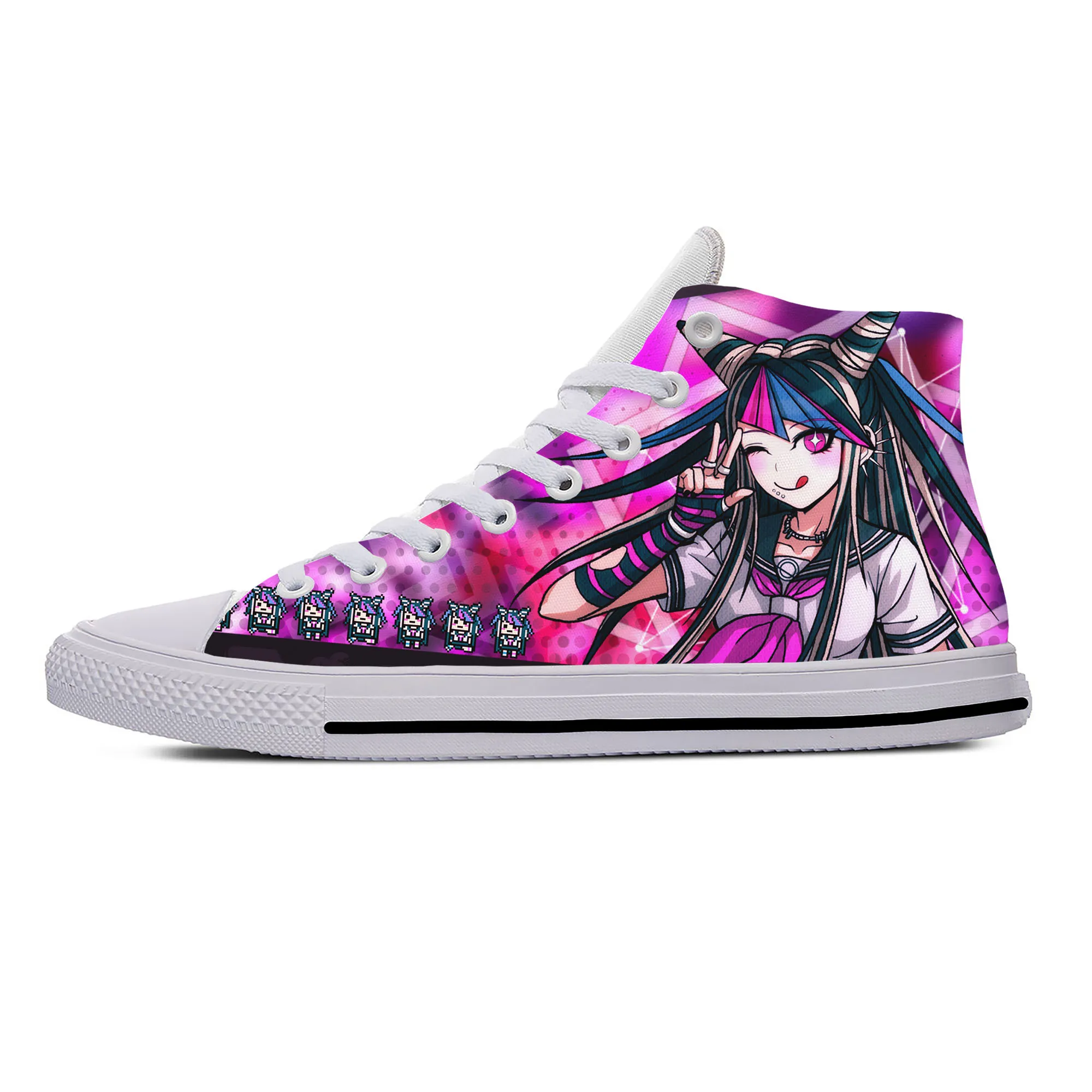 Anime Manga Cartoon Game Danganronpa Mioda Ibuki Casual Cloth Shoes High Top Lightweight Breathable 3D Print Men Women Sneakers