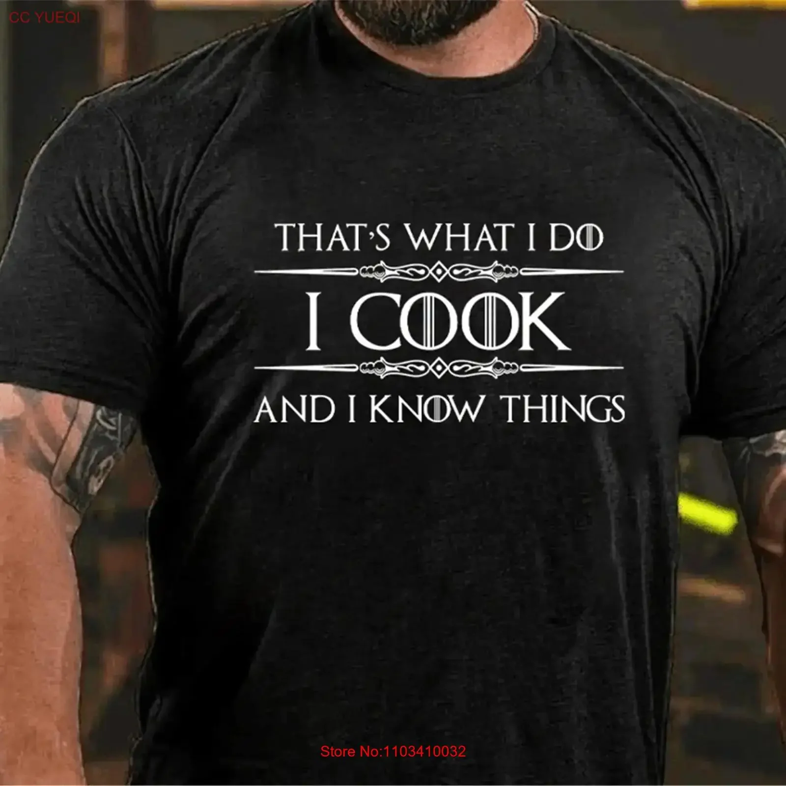 T-shirt « I Cook and Know Things » en coton vintage lavé, idéal pour le quotidien, extensible, doux, respirant, polyvalent, décontracté pour homme