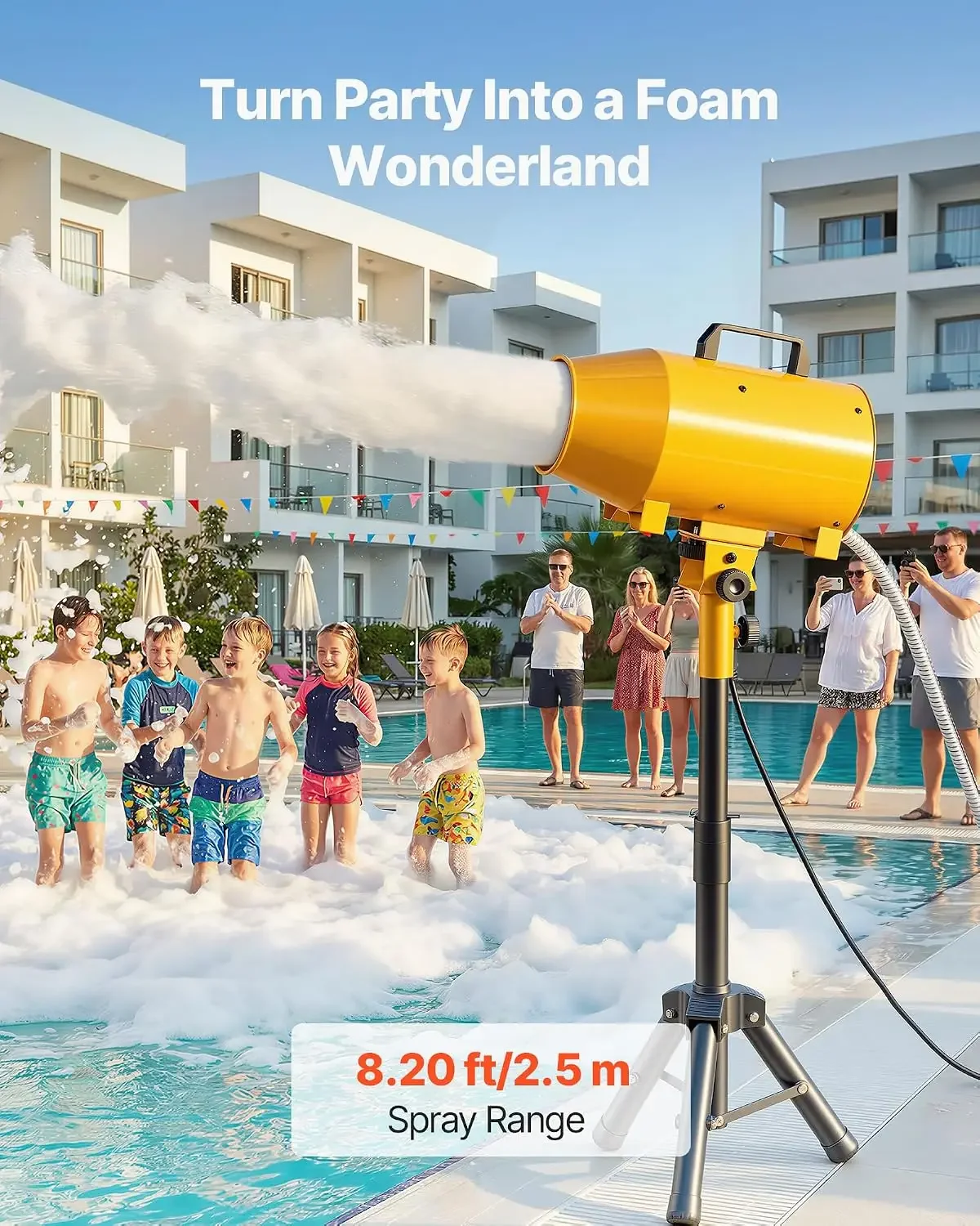 Foam Machine, Adjustable Angle Control Foam Cannon Party Machine, Bubble Cannon with Fan & Triangular Structure, Dense Foams Mak