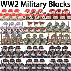 WW2 Military Soldier Figures Building Blocks WW1 Soviet Italy British Army Warrior Gunner Infantry Gun Weapon Bricks Toys Boys
