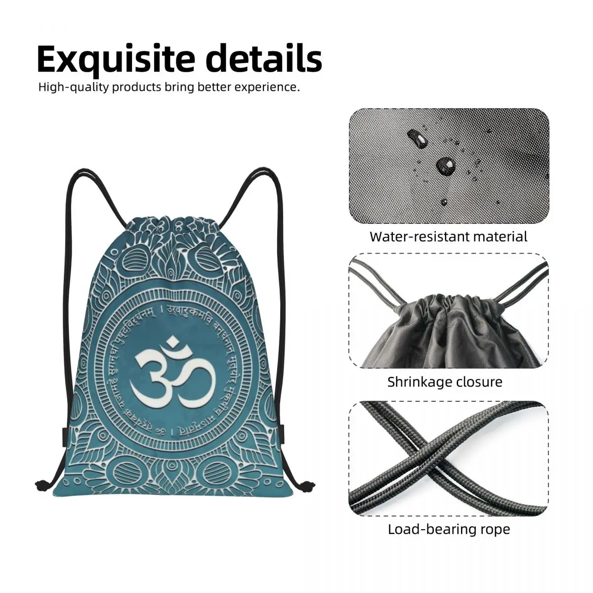 Maha Mrityunjaya Mantra Drawstring Bags para compras, Mochilas de ioga para mulheres e homens, Om Yoga, Mandala Budismo Aum, Sports Gym Sackpack