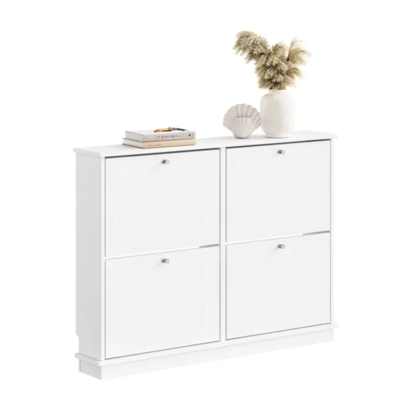 SoBuy FSR216-W Schuhschrank Schmal - Extrem Schmal 18Cm, Passt Große Schuhe Bis EU 47, Schmaler Schuhschrank für Eingänge, Flure, kleine Wohnungen, Platzsparend - 105×18×78cm