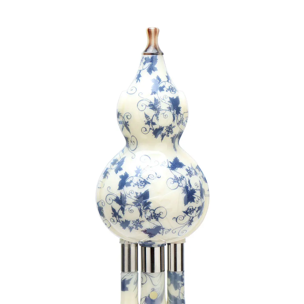 

Blue and White Porcelain Gourd Silk Cucurbit Flute Musical Instrument Gourds Traditional Chinese Flutes