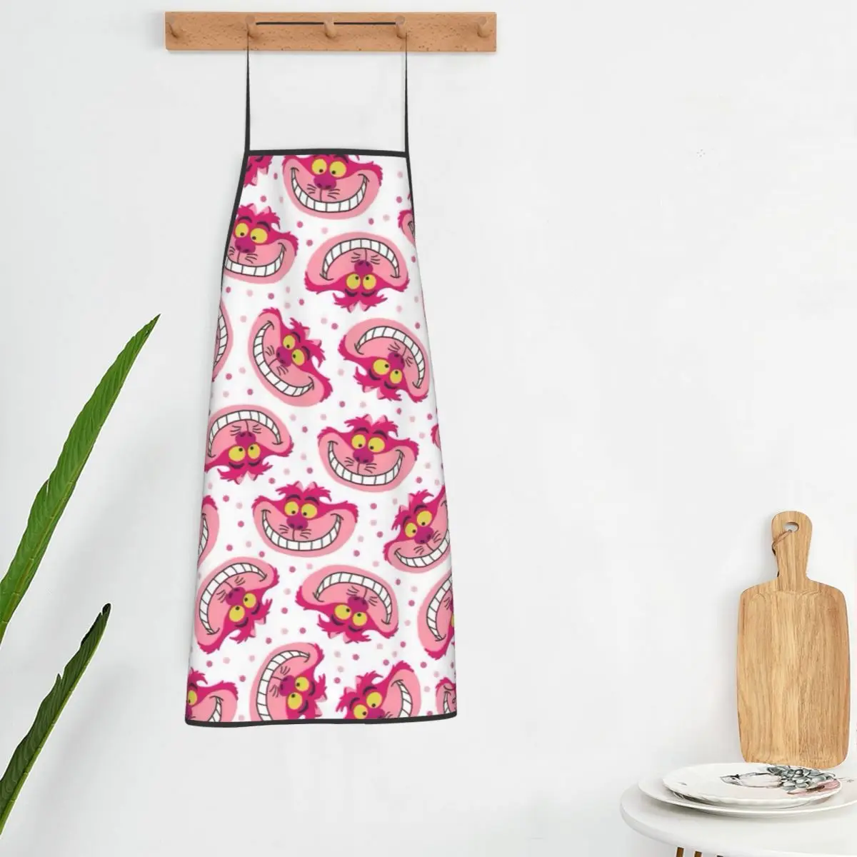 Custom Cheshire Cat Cartoon Apron Women Men Unisex Bib Kitchen Cooking Tablier Cuisine Chef Painting