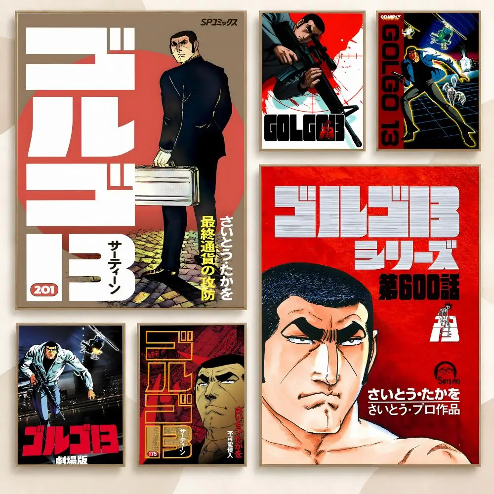 Golgo 13 80s Classic Anime Movie Sharp Assassin Action Poster Contemporary Wall Art Print for Bedroom & Living Room, Unframed