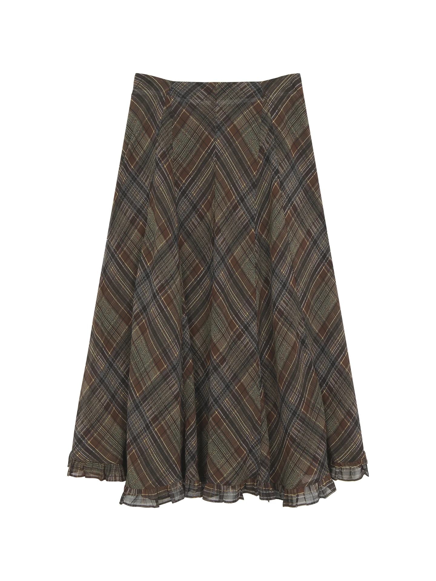 

Красная юбка-миди трапециевидной формы Celebri, женская новинка 2023, осенняя длинная красивая юбка кофейного цвета в клетку, прямая трубка с низкой талией