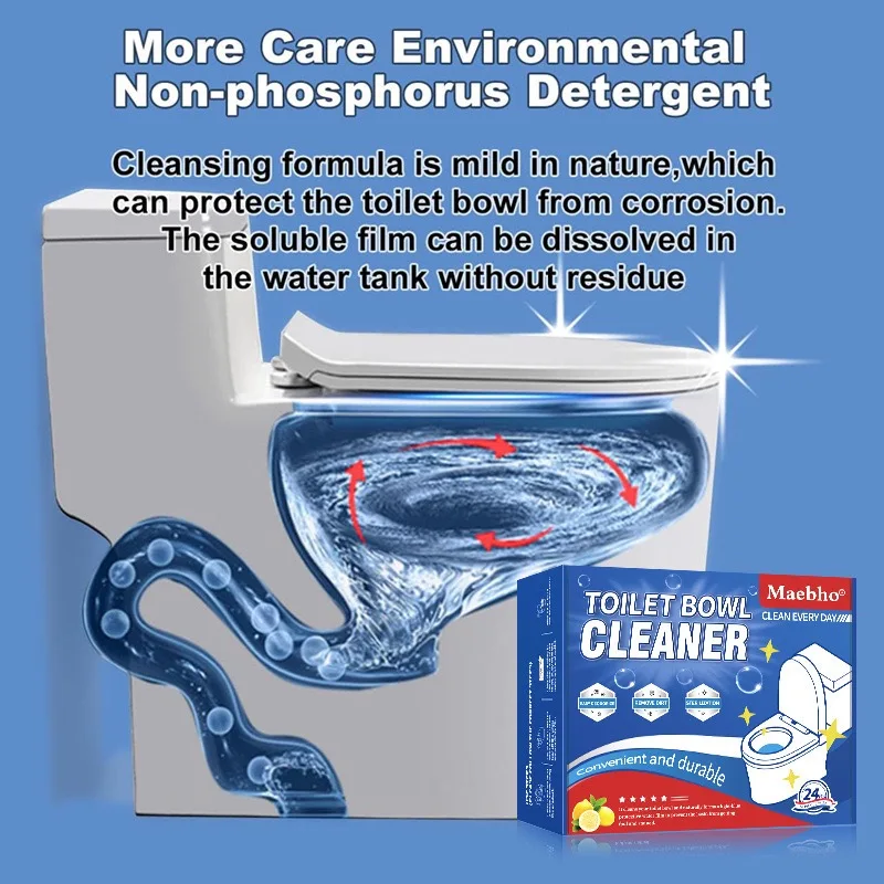 Toilet Bowl Cleaners, Automatic Toilet Tank Cleaner Tablets, Blue Toilet Bowl Cleaner Tablets for Deodorizing & Descaling, Powerful Cleaning, Slow-Release Against Tough Stains 12 Pack view 6