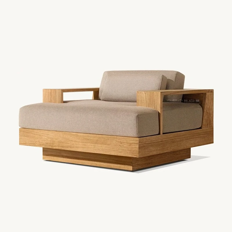 

Outdoor teak sofa, hotel garden open-air solid wood, sea view room villa courtyard sofa combination