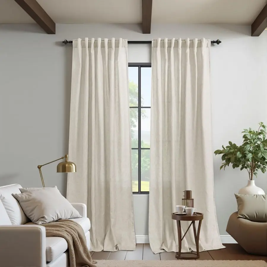 Beige Linen Curtain…