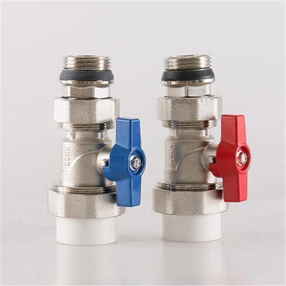 Floor Heating Manifold Valve Silver Electroplating Straight Ball Valve PPR25 One Inch Hot Melt Joint Inner And Outer Wire