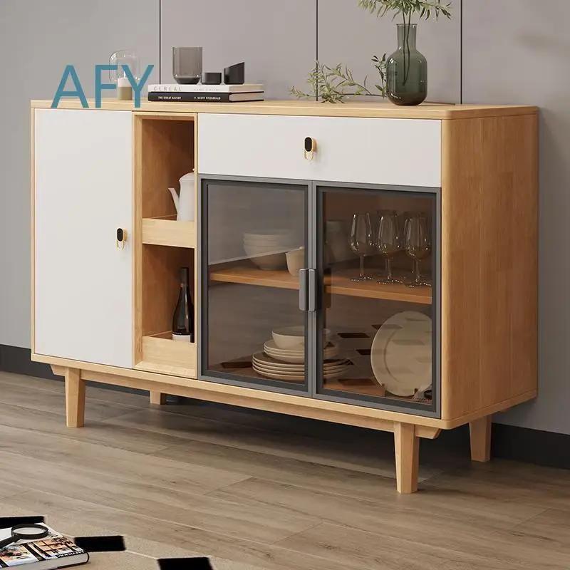 Nordic solid wood sideboard for modern living room storage cabinet for tea cabinet tall cabinet for Scandinavian home decor