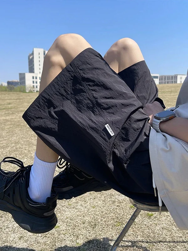 

Qui Dry Summer Thin Men's orts Breathable Me Splicing Sports Five-Quarter Pants Beachwear Loose Fit Straight Leg