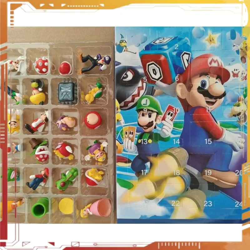 

24-дневные Адвент-календари Супер Марио, слепая коробка, мультяшная аниме-фигурка, модель обратного отсчета, рождественская игрушка в подарок ﻿