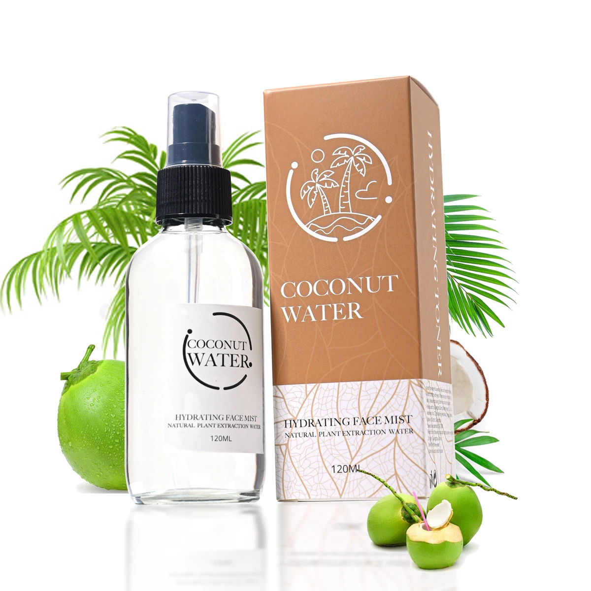 Coconut Essence Toner Plant Extract Essence Facial Moisturizing and Nourishing Lotion 120ml Spray Press Type Easy Moisturizing