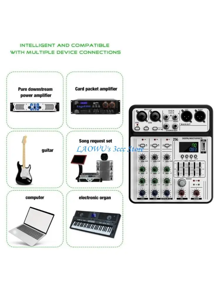 Y8AD Multifungsi Mixer 4inputs Instrumen Mics Streaming Studio Audios