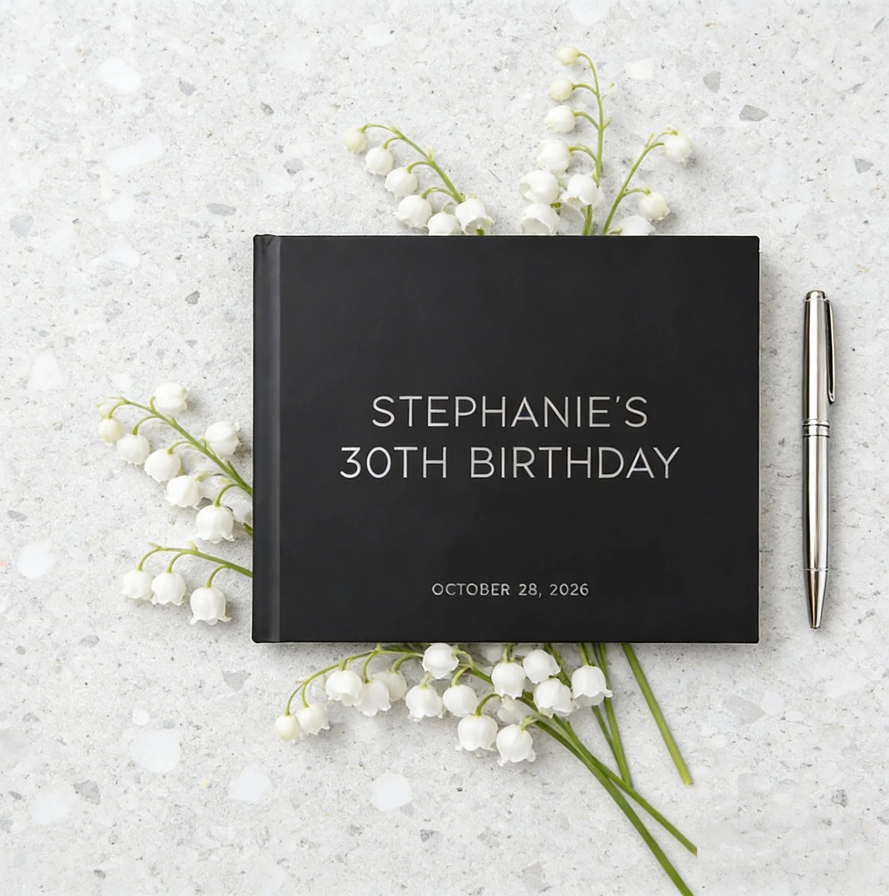 

Минималистичная книга для гостей на день рождения | Персонализированная книга воспоминаний для любого возраста | Элегантная книга для записи гостей на день рождения