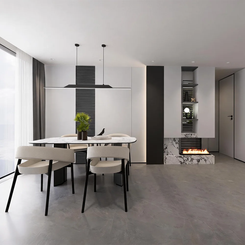 #Light Luxury Integrated Dining Buffet Cabinet Slat Partition Wall Sideboard With Ambient Light Niche