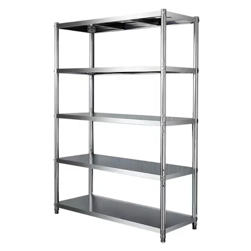 #Stainless Steel Heavy Duty Utility Cart Shelving Unit Adjustable Workbench Storage Rack for Kitchen Supermarket Warehouse