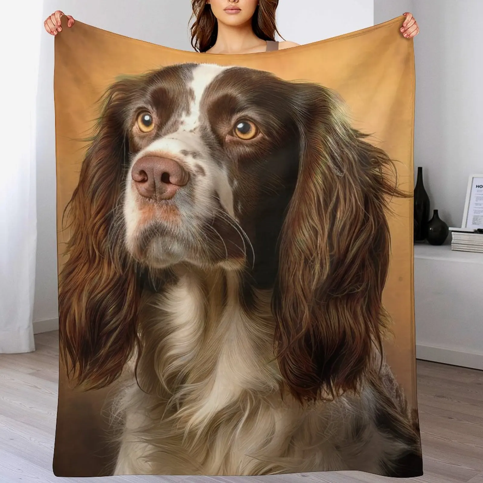 Liver and White English Springer Spaniel Throw Blanket Thin Soft Blanket for Summer Night Sleeping