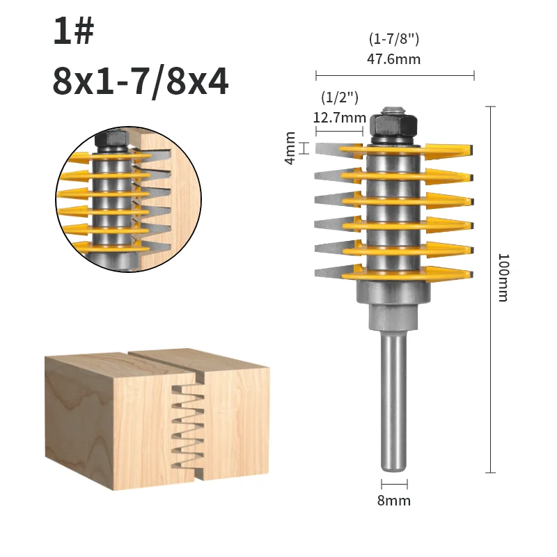 2-Teeth 47MM(1-7/8") Adjustable Finger Joint Router Bit Woodworking Milling Cutter for Wood Bit Face Mill End Mill image 3