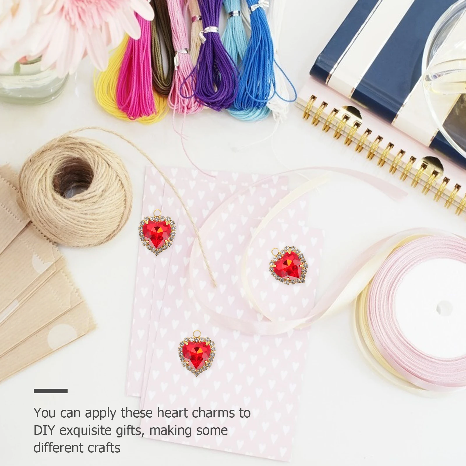 

10 Pcs Love Crystal Buckle Heart Shape Charm for Necklace Heart-shaped Pendants Alloy