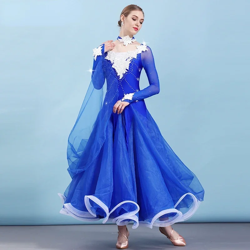 Ballroom Dance Dresses Standard Waltz Tango Dance Competition Dresses Female Long Sleeve Modern Dance Flamenco Jazz Dancing