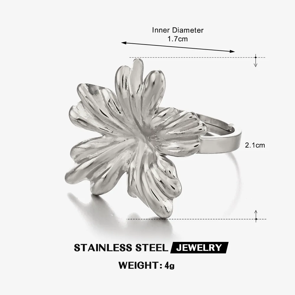 Bohemian Open Ring Woman Vintage Designer Jewelry Flower Stainless Steel Adjustable Rings Couples Gift Items Кольца Жен