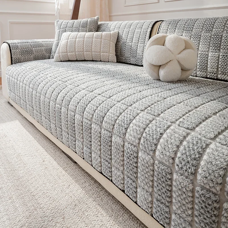 Grid Cotton Sofa Cover Anti Slip and Wear-resistant Home Soft Protective Cover Suitable for All Seasons Simple and Versatile
