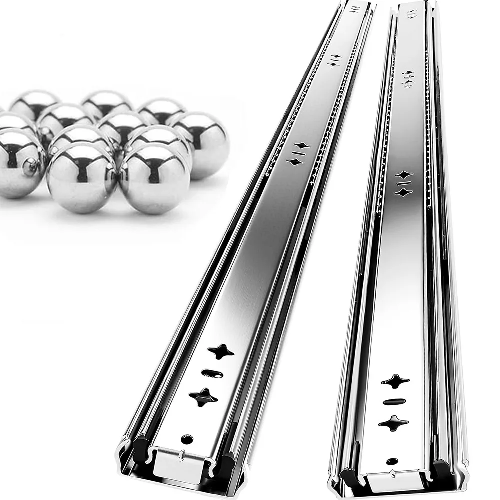 

10/12/14/16 Inch Heavy Duty Drawer Slides Full Extension Side Mount Ball Bearing Rails Locking Strong Load Capacity