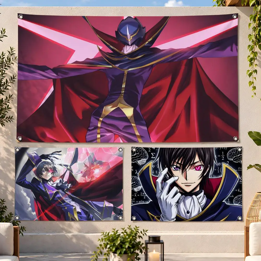 Anime Rebel Code Geass Lelouch Flags Fan Flag Banner Wall Hanging Outdoor Yard Camping Dorm Garage Party Home Decor Gift