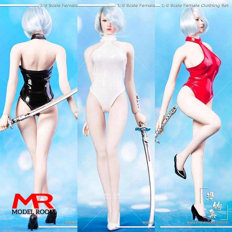 

MM06 1/6 Scale 2B Girl Swimsuit High-fork Jumpsuit Bodysuit Clothes Model Fit 12'' Female Soldier Action Figure Dolls